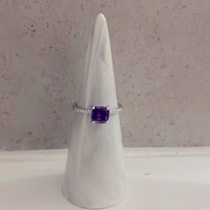 Purple Gemstone Cushion/Square-Cut Costume Jewelry Ring Size 8